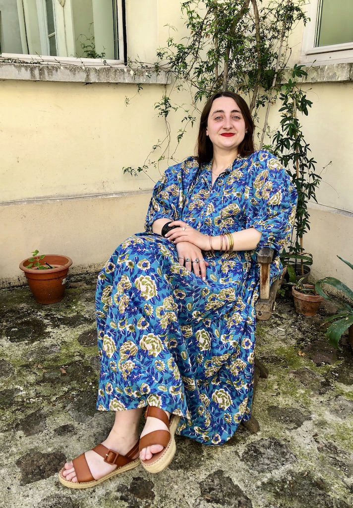 Robe Athina imprimé bleu et vert