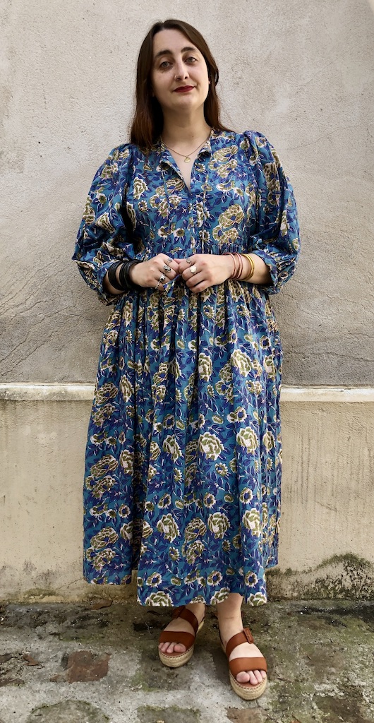 Robe Athina imprimé bleu et vert