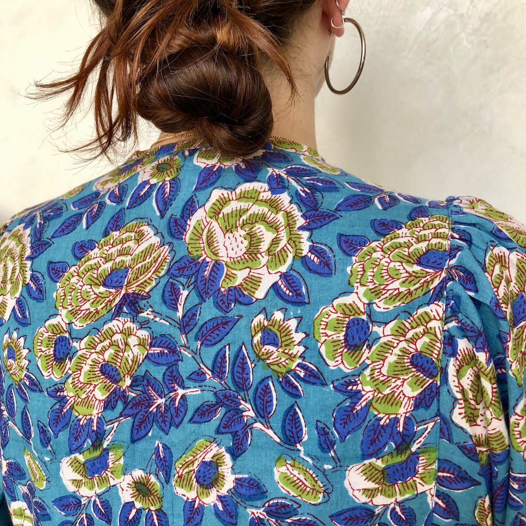 Robe Athina imprimé bleu et vert