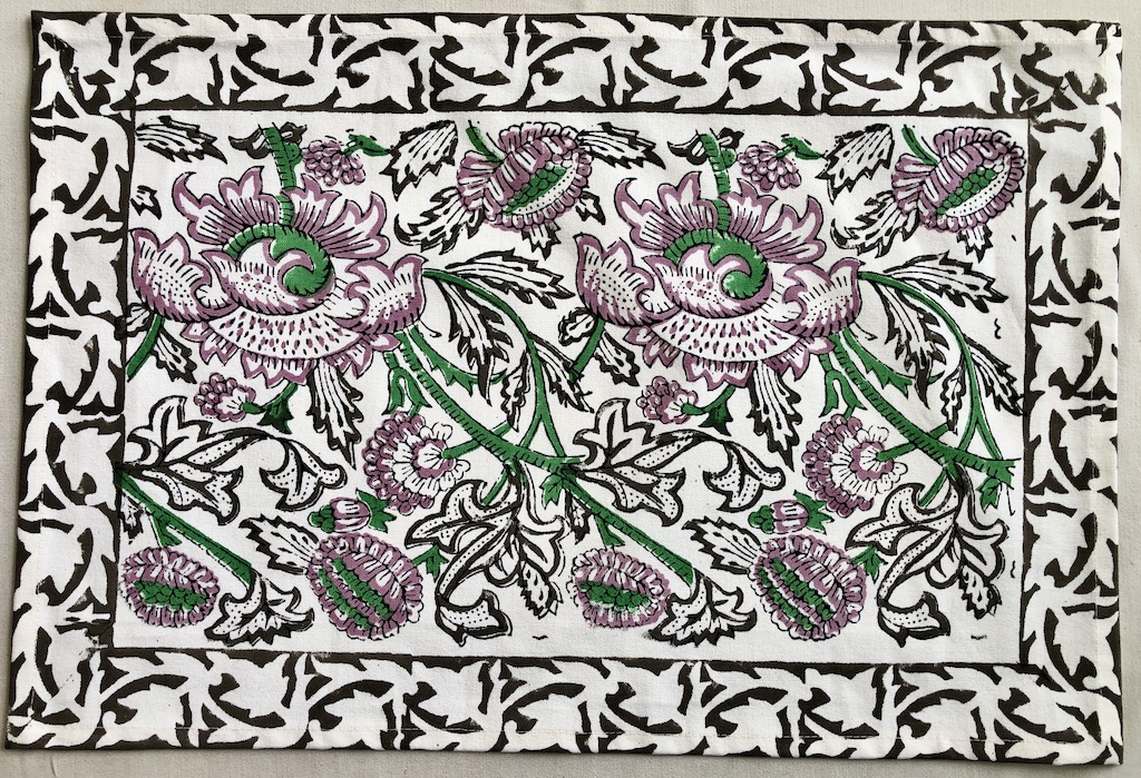 Set de table et serviettes imprimé Blockprint