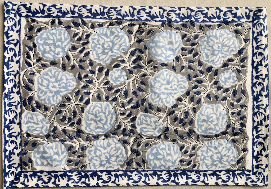 Set de table et serviettes imprimé Blockprint