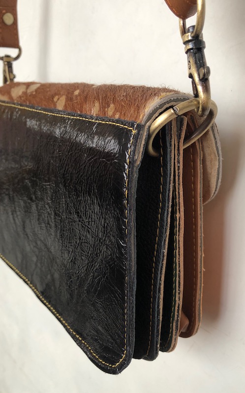 Sac à main réalisé avec des chutes de cuir