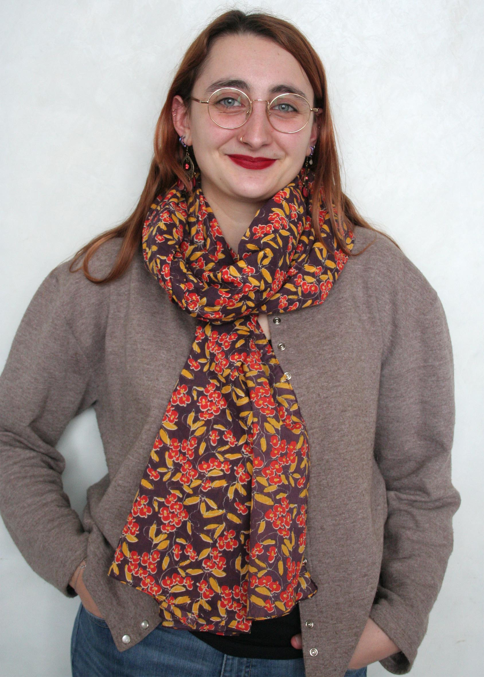 Foulard en voile de coton imprimé Jasmin