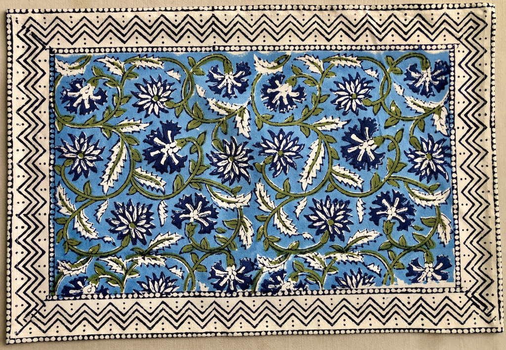 Set de table et serviettes imprimé Blockprint