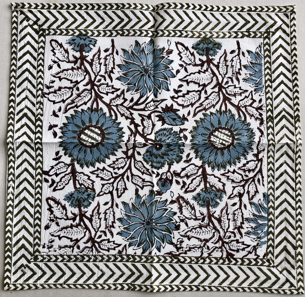 Set de table et serviettes imprimé Blockprint