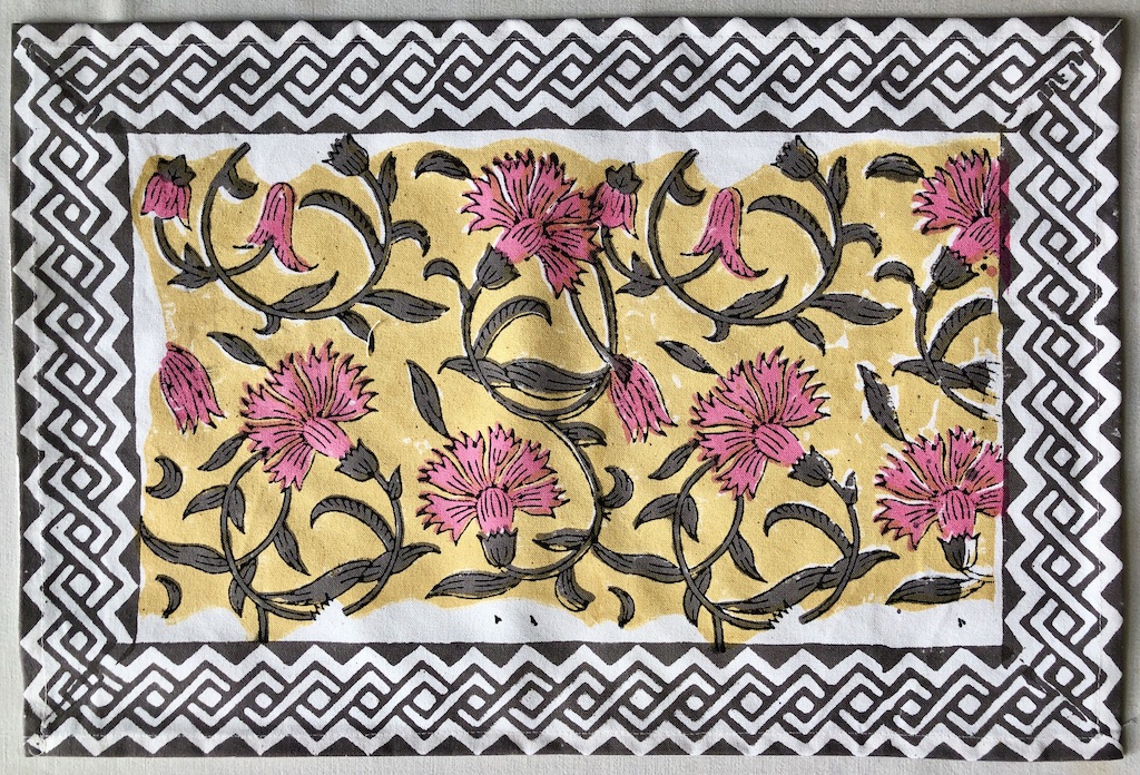 Set de table et serviettes imprimé Blockprint