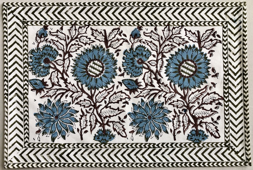 Set de table et serviettes imprimé Blockprint