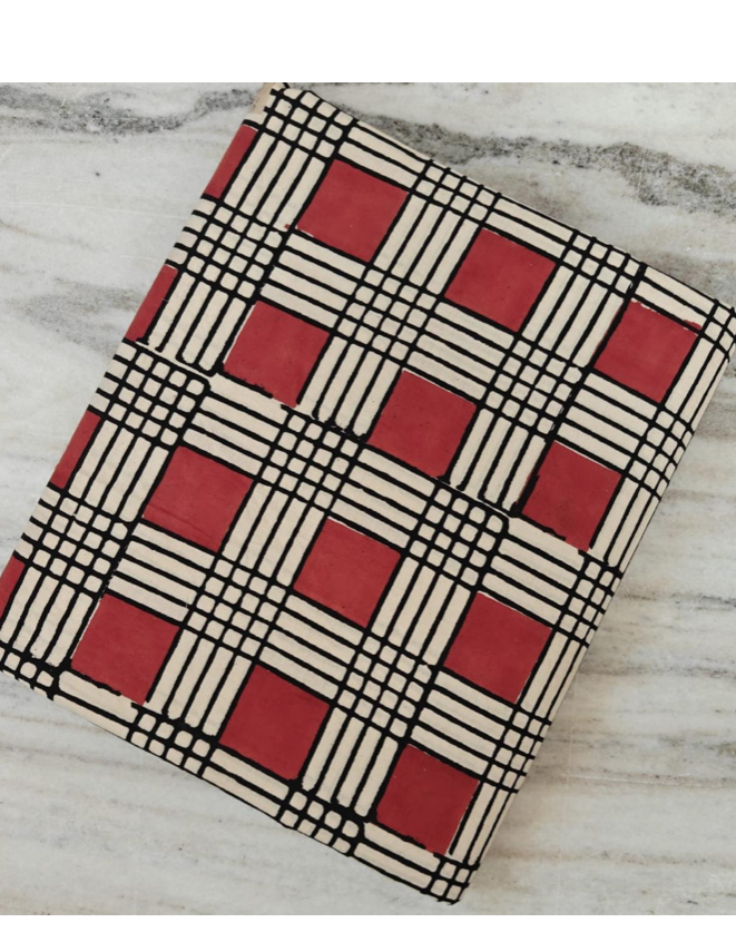 Coton blockprint Carreaux