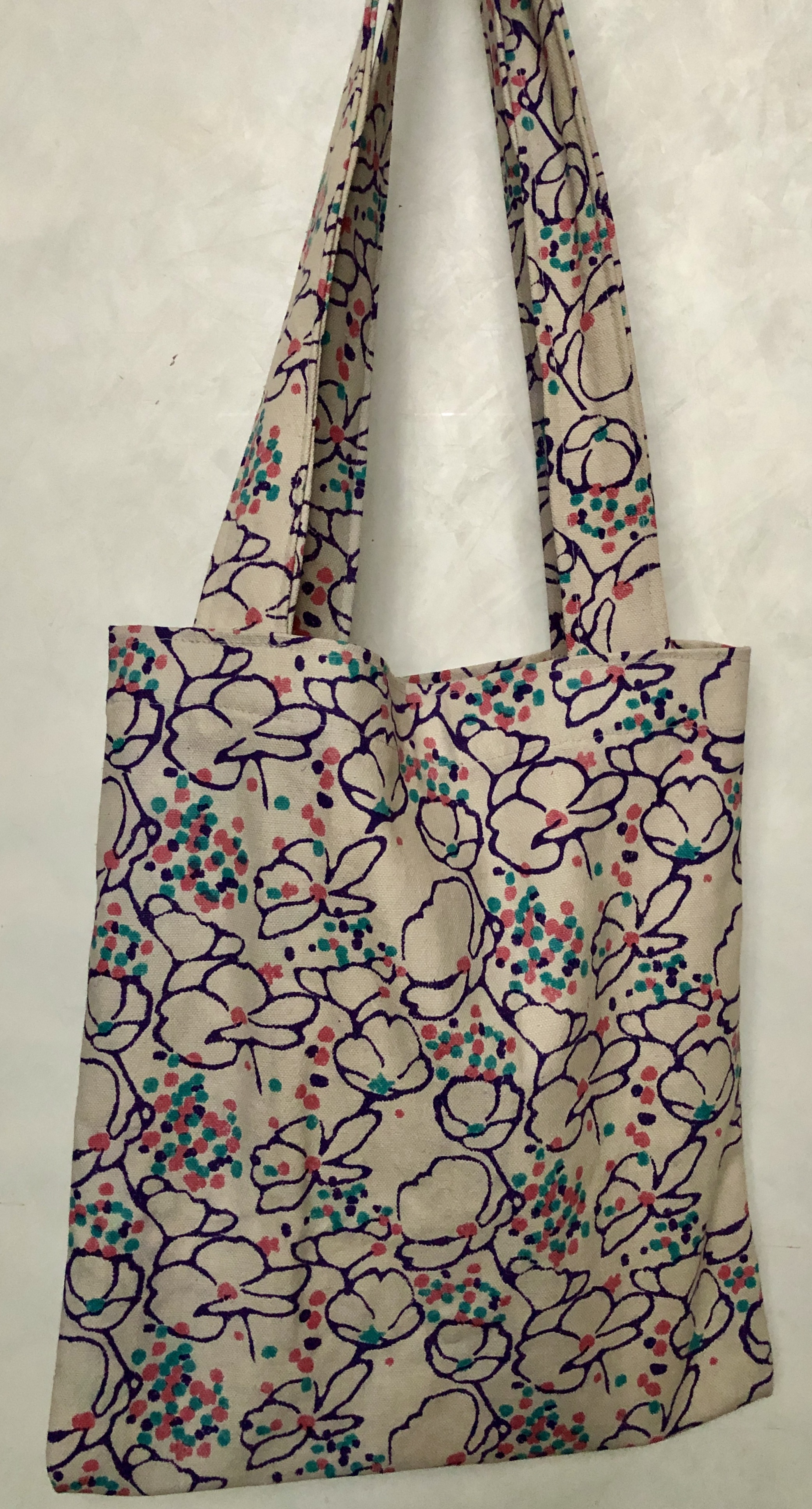 Tote bag en toile imprimé Hortensia