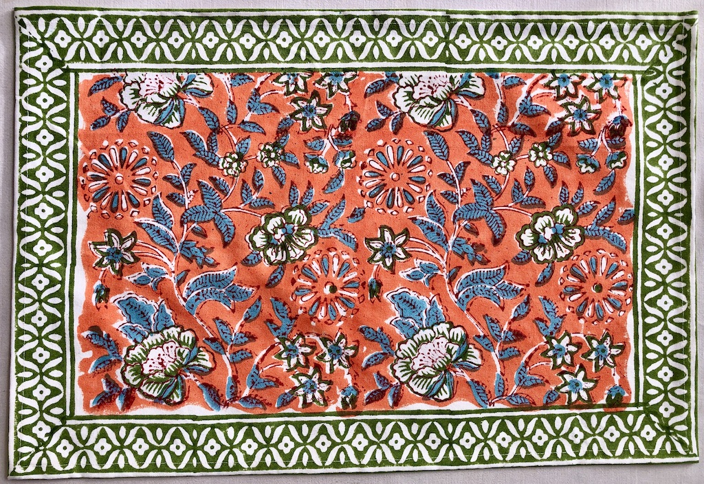 Set de table et serviettes imprimé Blockprint