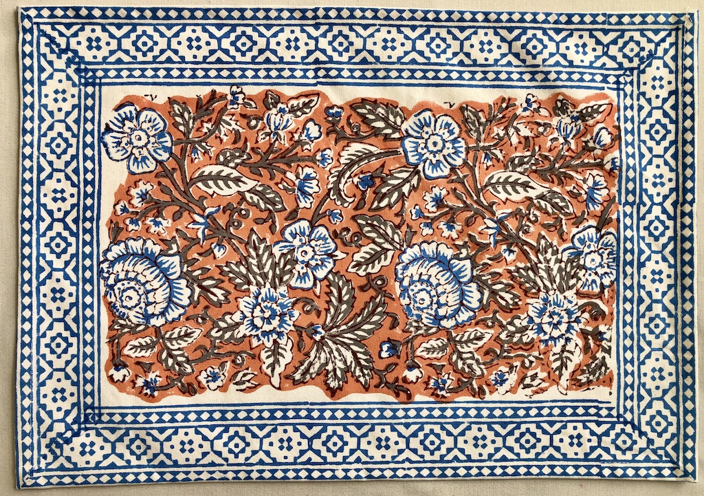 Set de table et serviettes imprimé Blockprint