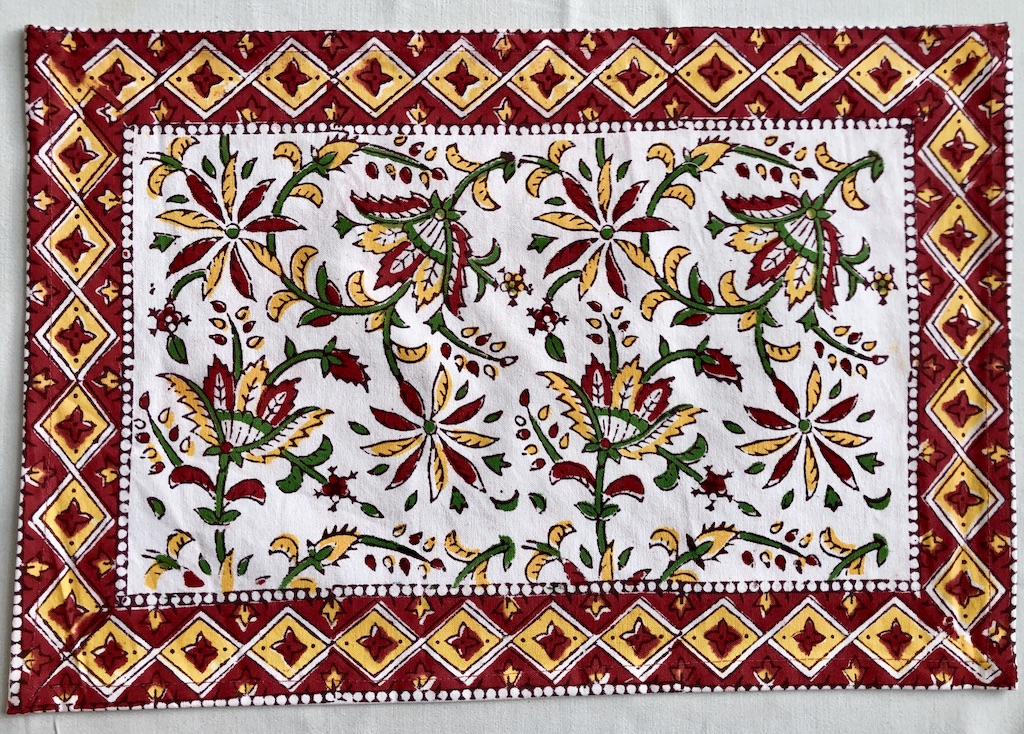 Set de table et serviettes imprimé Blockprint