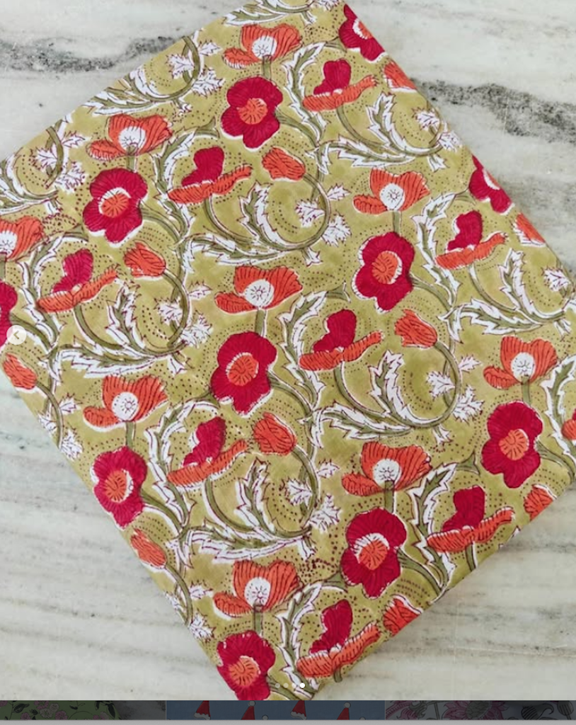 Coton blockprint Poppies
