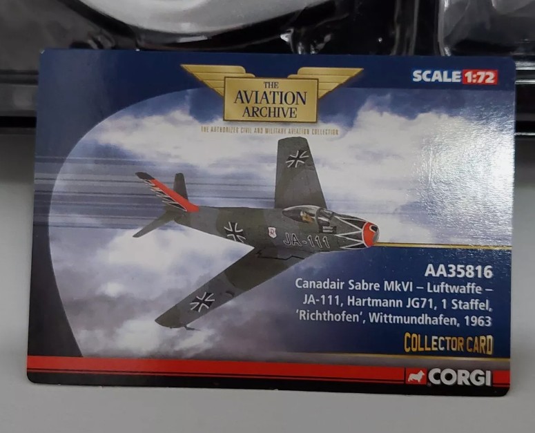 Corgi AA35816 Canadair Sabre Mk.VI - Luftwaffe - JA-111, Hartmann JG7 1963