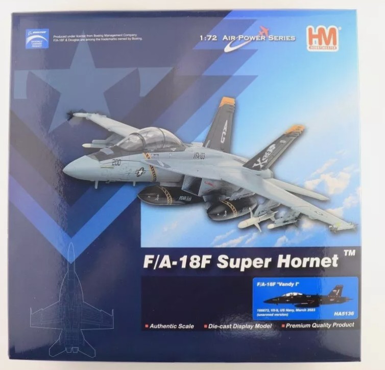 Hobby Master HA5136 F/A-18F Super Hornet, "Vandy I", 166673 VX-9, US Navy, March 2023  (unarmed version)