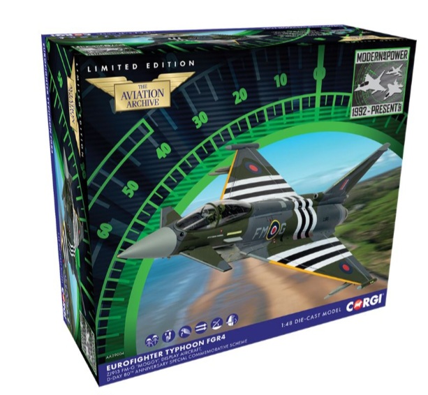 Corgi Aviation Archive AA29004 Eurofighter Typhoon FGR4 ‘Moggy' - RAF No.29 Sqn - 2024 D-Day Anniversary Display Scheme aircraft  RRP £189.99