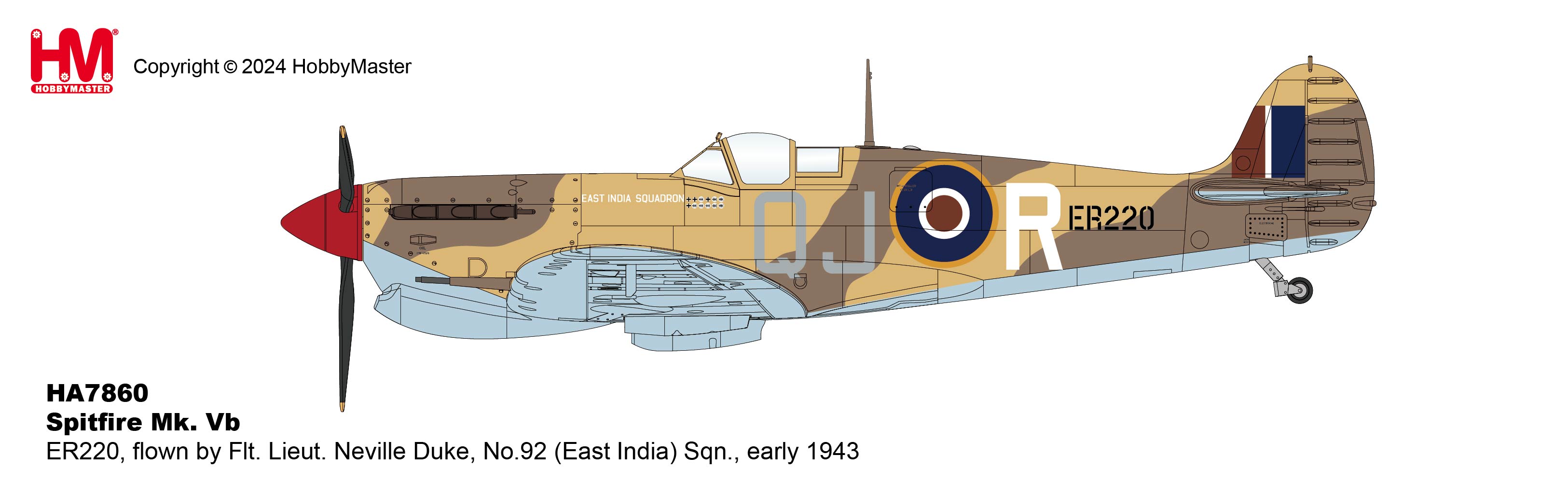 Hobby Master HA7860 Spitfire M.Vb Trop ER220, No. 92 East India Squadron, early 1943 