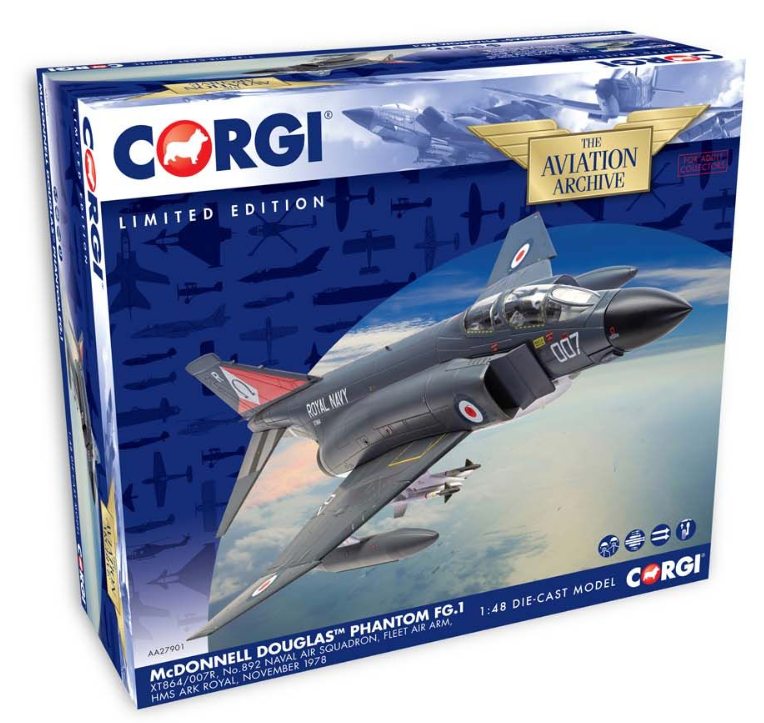 Corgi AA27901 McDonnell Douglas Phantom FG.1 XT864/007R No.892 Naval Air Squadron Fleet Air Arm HMS Ark Royal