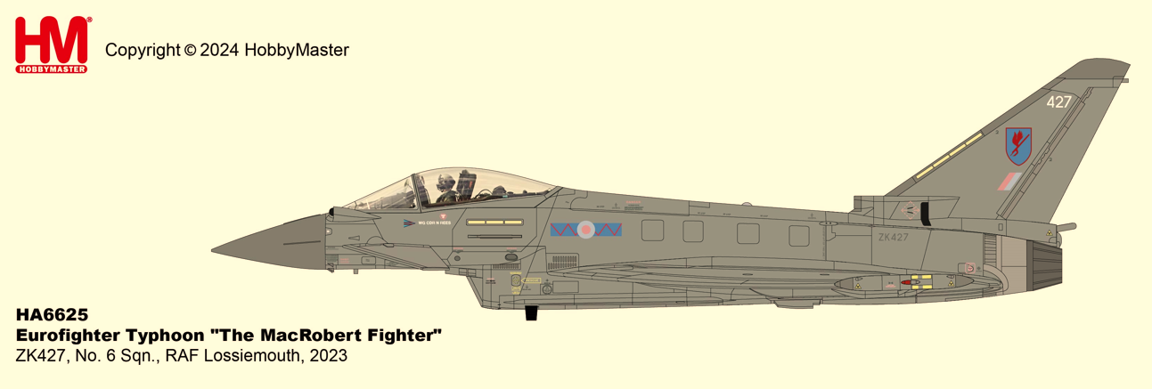  Hobby Master HA6625 Eurofighter Typhoon “The MacRobert Fighter” ZK427, No. 6 Sqn., RAF Lossiemouth, 2023  PRICE £73.99 (RRP £79.99)