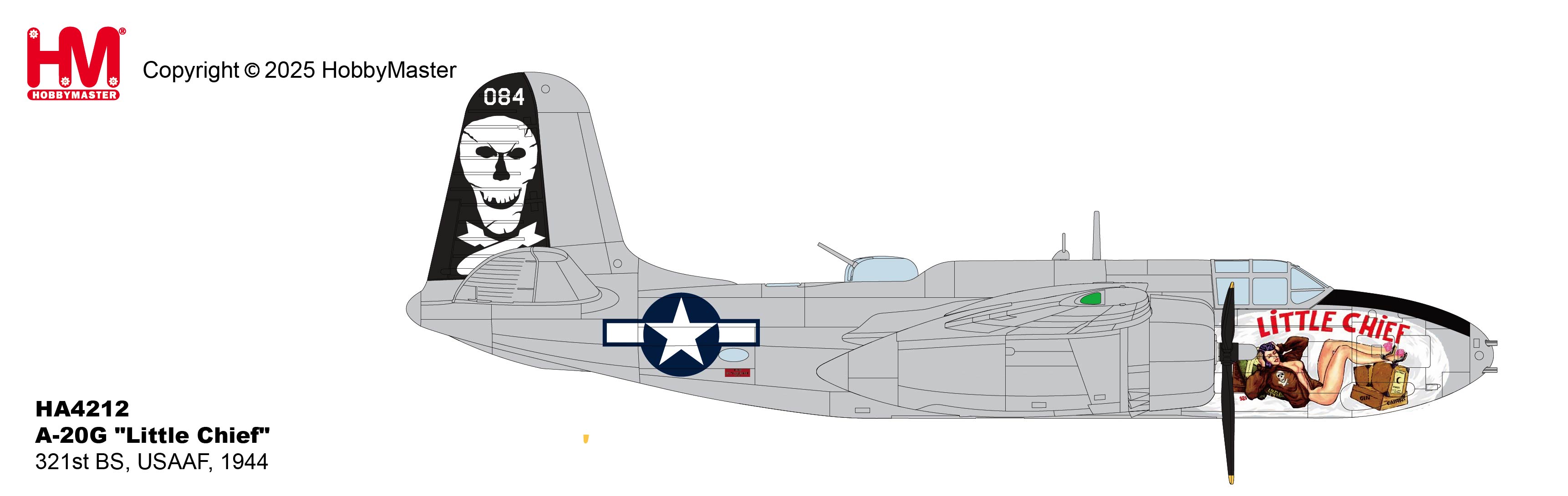 Hobby Master HA4212 A-20G "Little Chief" 321st BS, USAAF, 1944  (RRP £99.99)