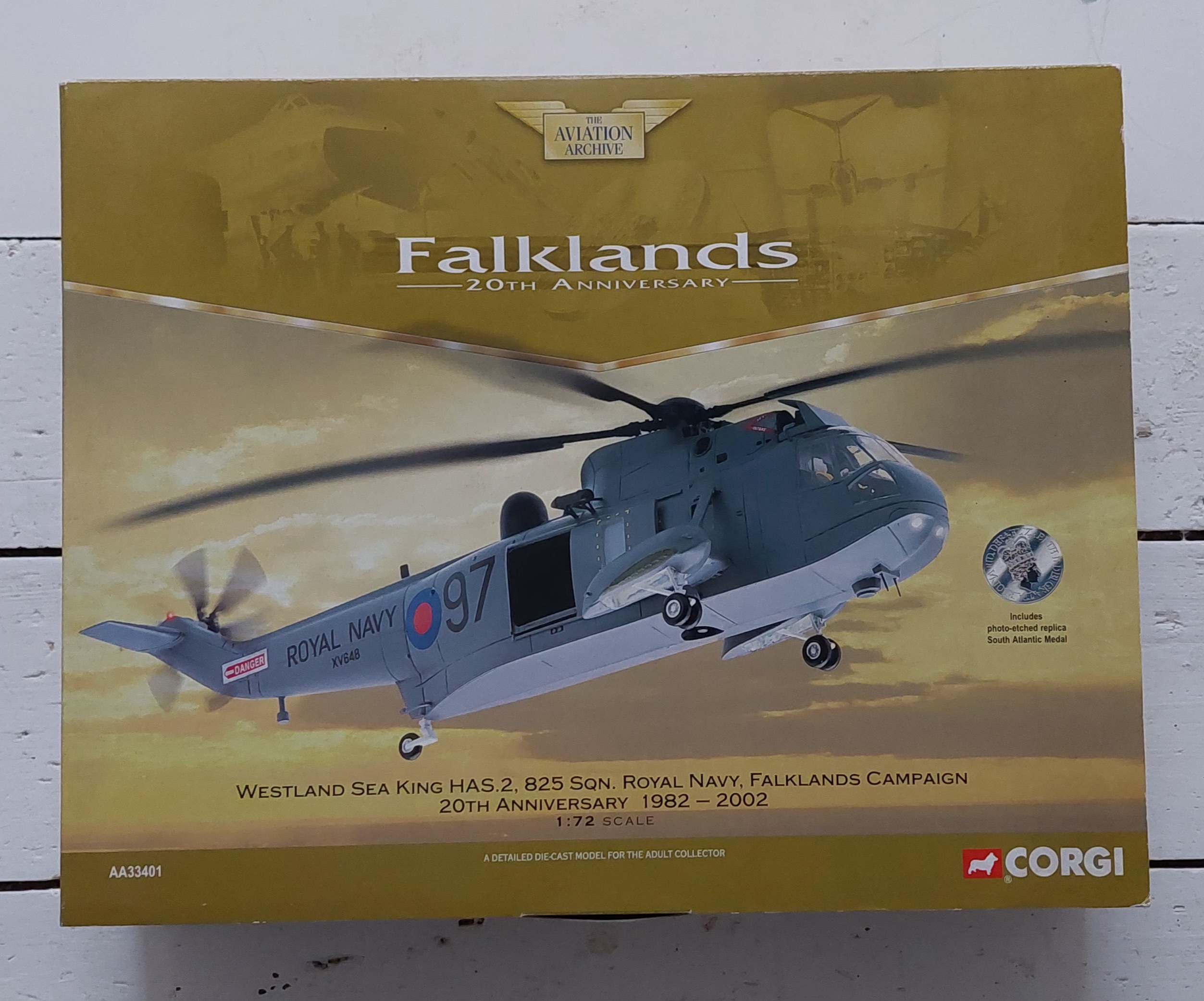 Corgi AA33401 Westland Sea King HAS.2, 825 Squadron, Royal Navy, Falklands Campaign 20th Anniversary 1982 - 2002 - Falklands 20th Anniversary