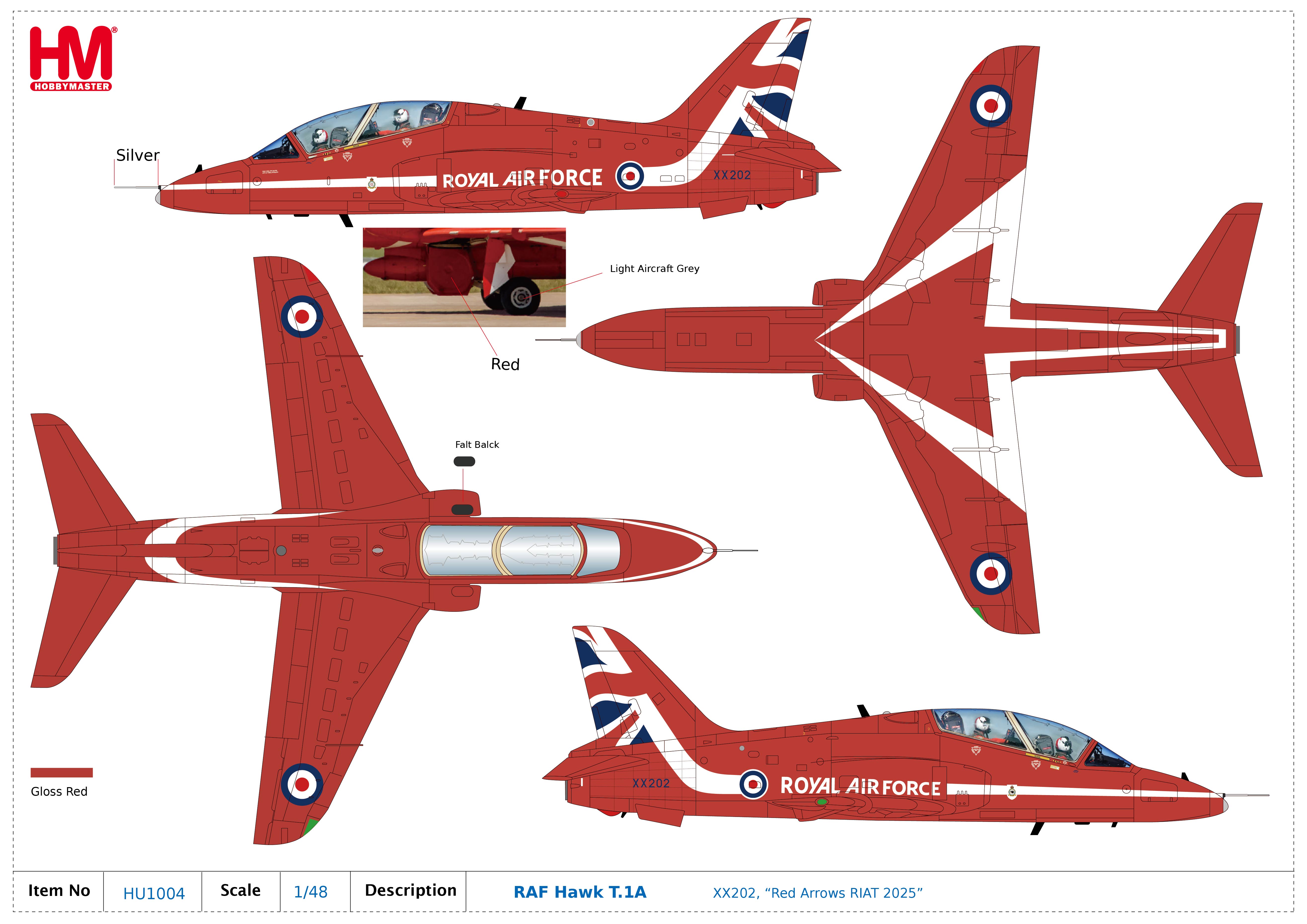 Hobby Master HU1004 RAF Hawk T.1A XX202, "Red Arrows RIAT 2025" - 1/48 Scale 