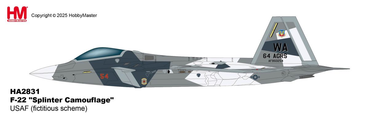 Hobby Master HA2831 F-22 Raptor F-22 “Splinter Camouflage” USAF (fictitious scheme)