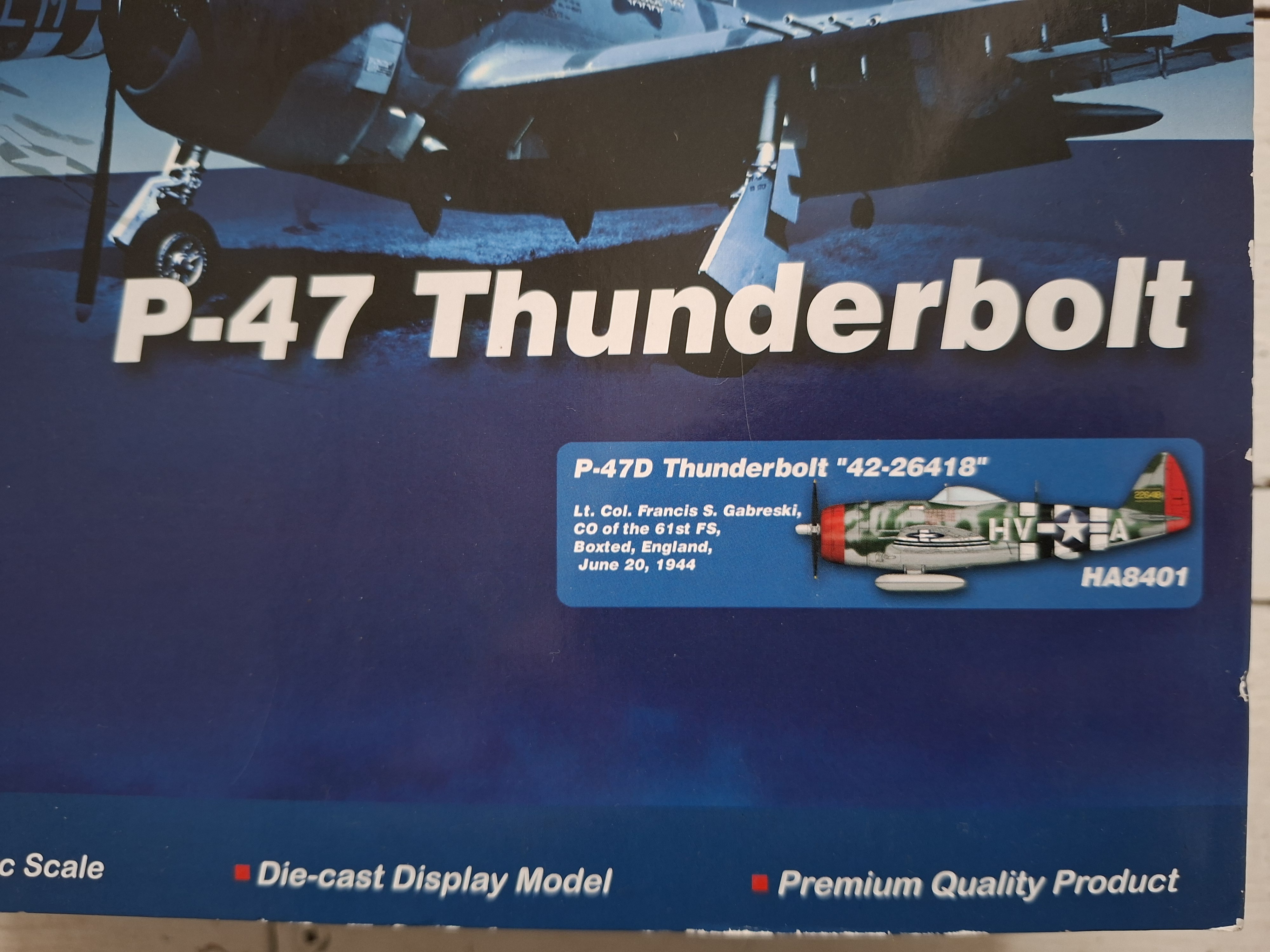 HA8401 P-47 Thunderbolt "42-26418" Lt. Col. Francis S. Gabreski, Col of the 61st FS, Boxted, England, June 20, 1944