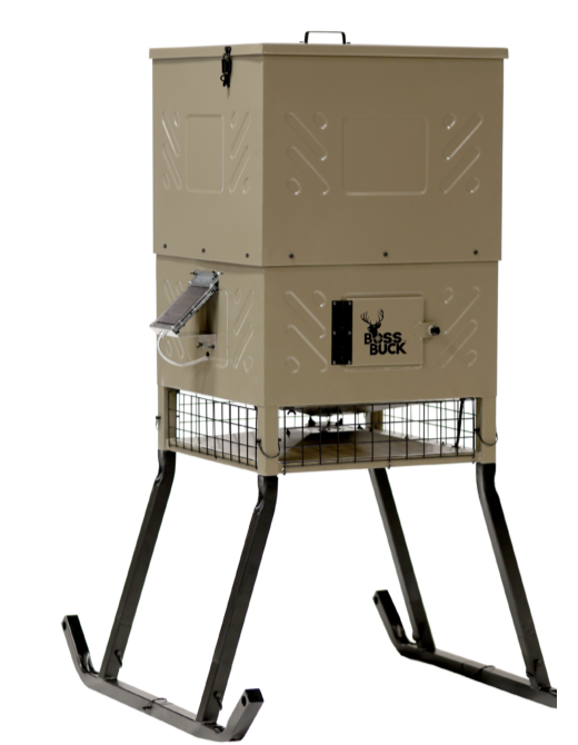 BOSS BUCK STAND & FILL SLED FEEDER W/ DIVERTER PLATE & SOLAR PANEL 600lb