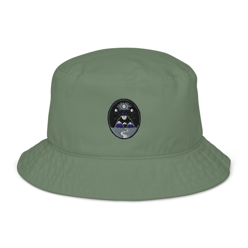 Organic bucket hat: Embroidered Green Bucket Hat