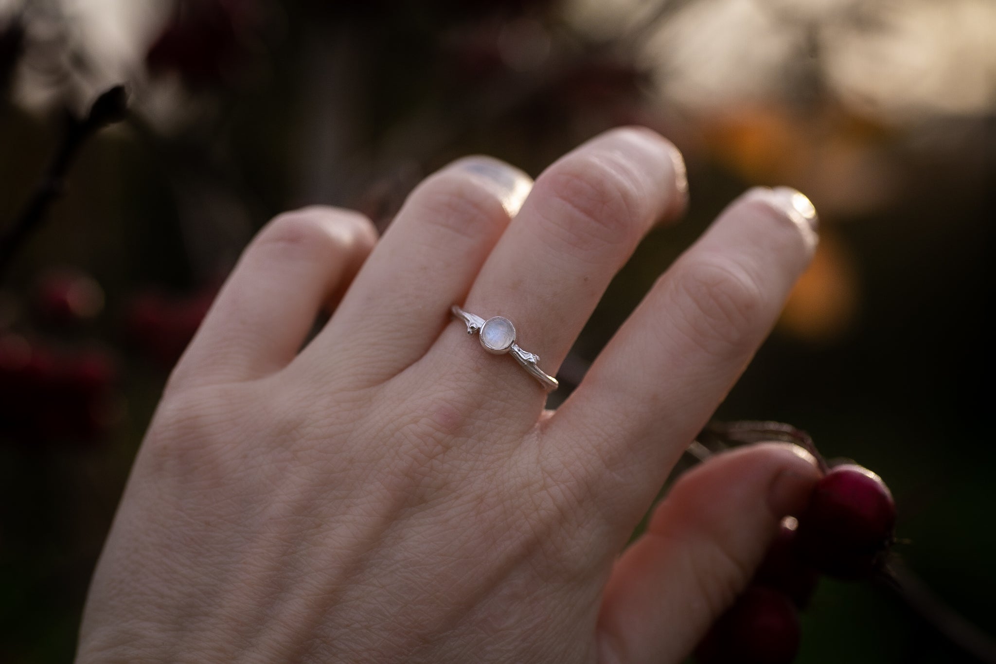 Ruby Robin - Hawthorne and Moonstone ring