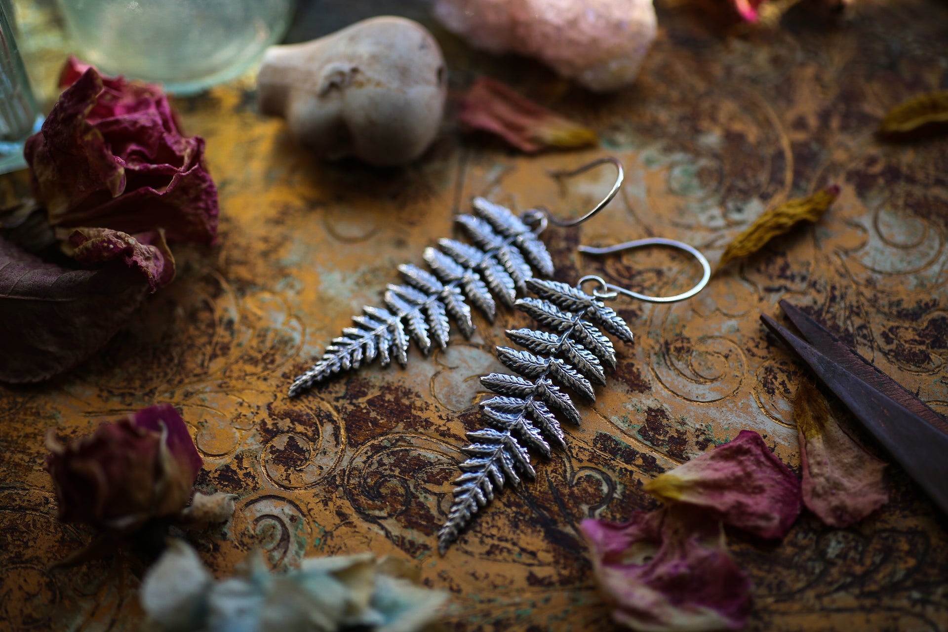 Ruby Robin - Fern leaf earrings