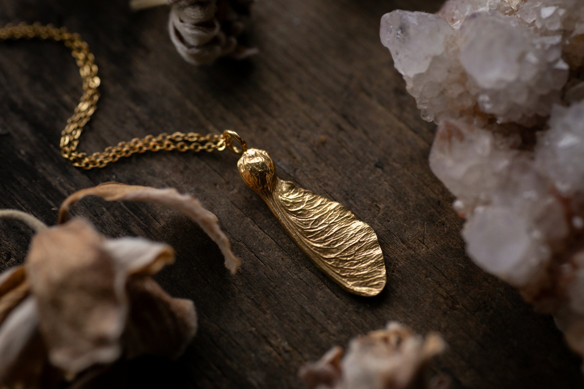 Ruby Robin - Gold Vermeil Sycamore seed