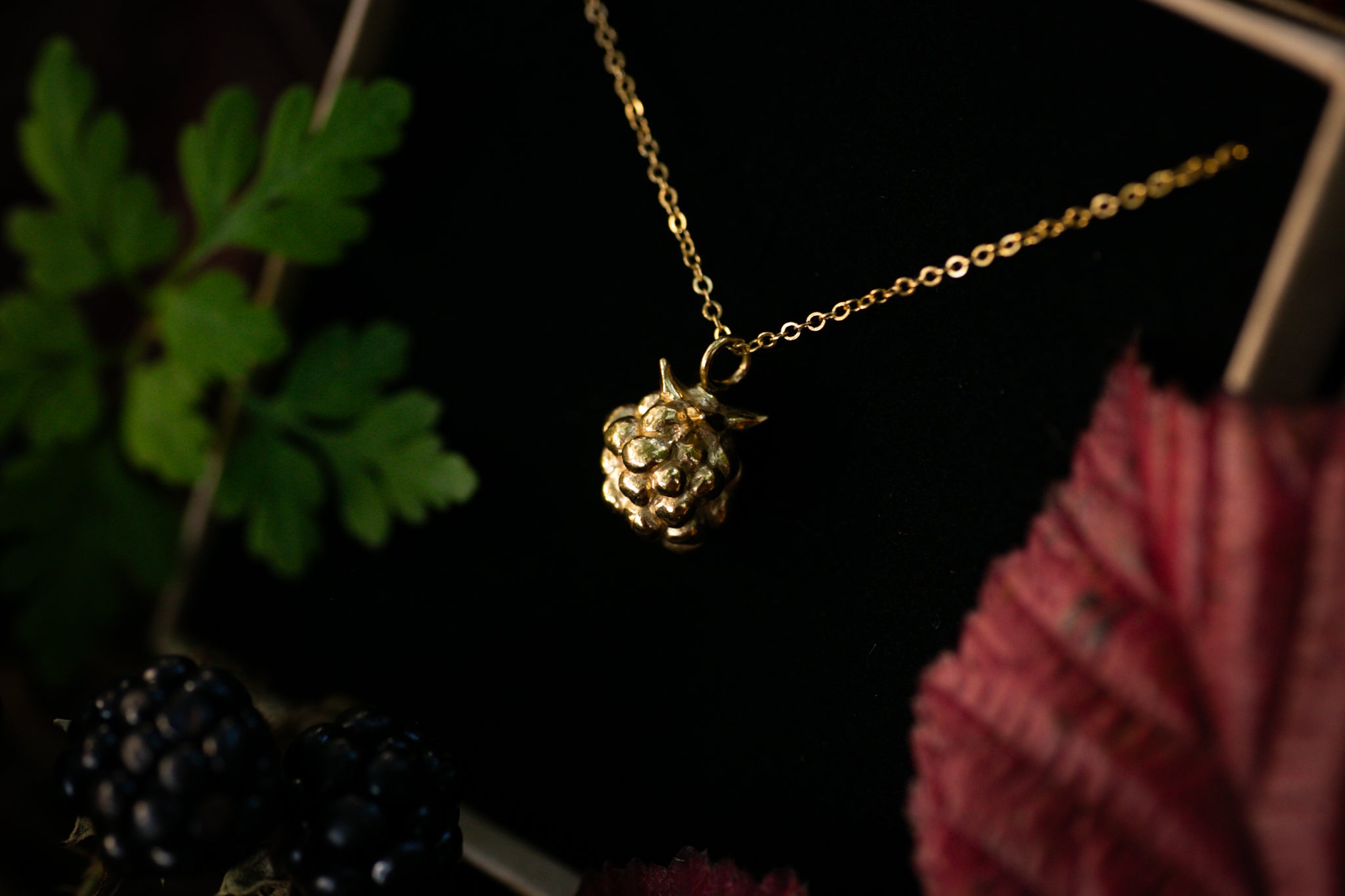 Ruby Robin - 18k Gold Vermeil Blackberry pendant