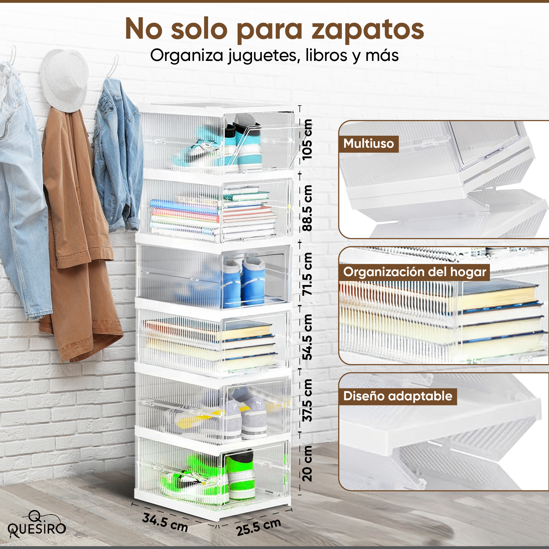 Zapatera plegable (6 cajas de Acrílico Transparente)