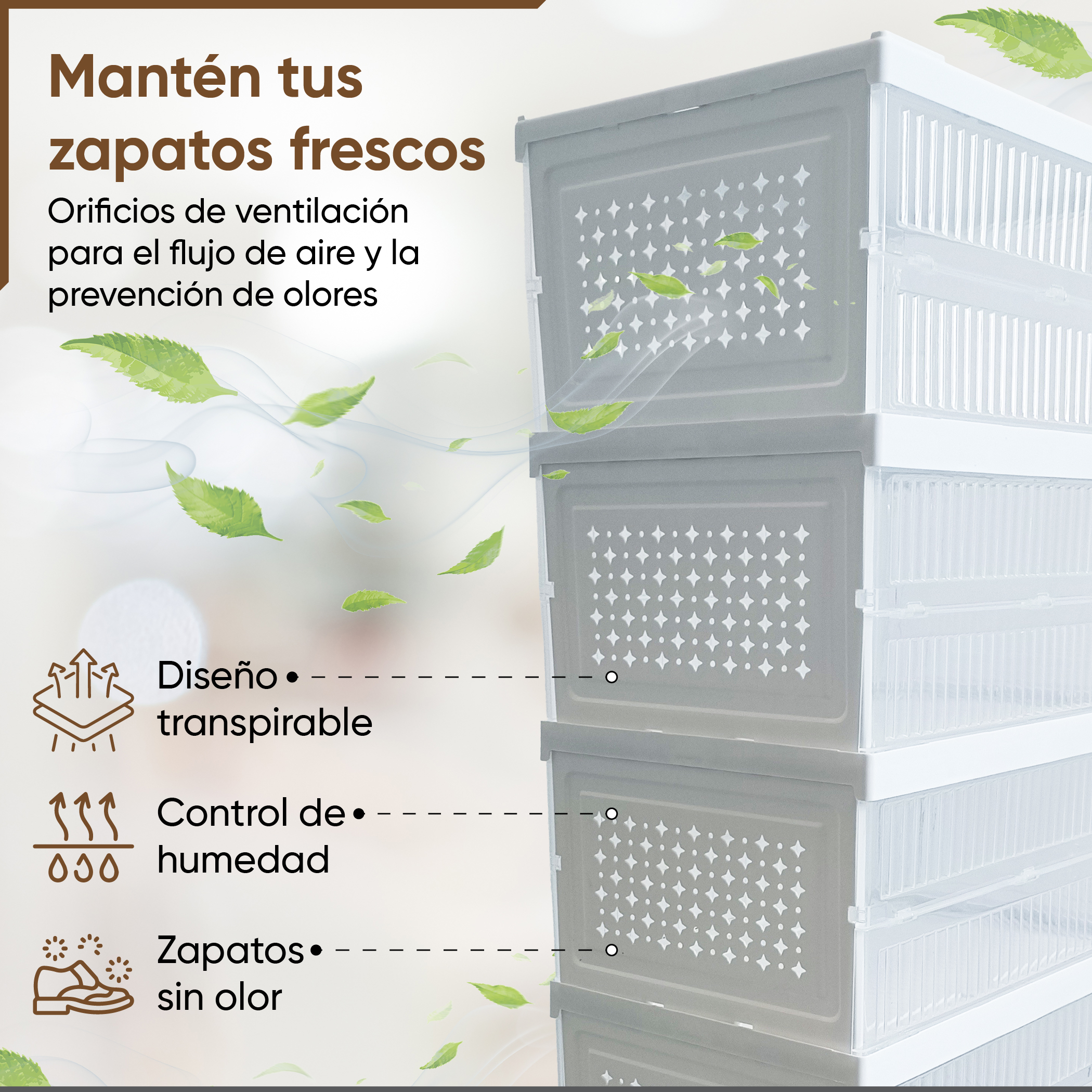 Zapatera plegable (6 cajas de Acrílico Transparente)