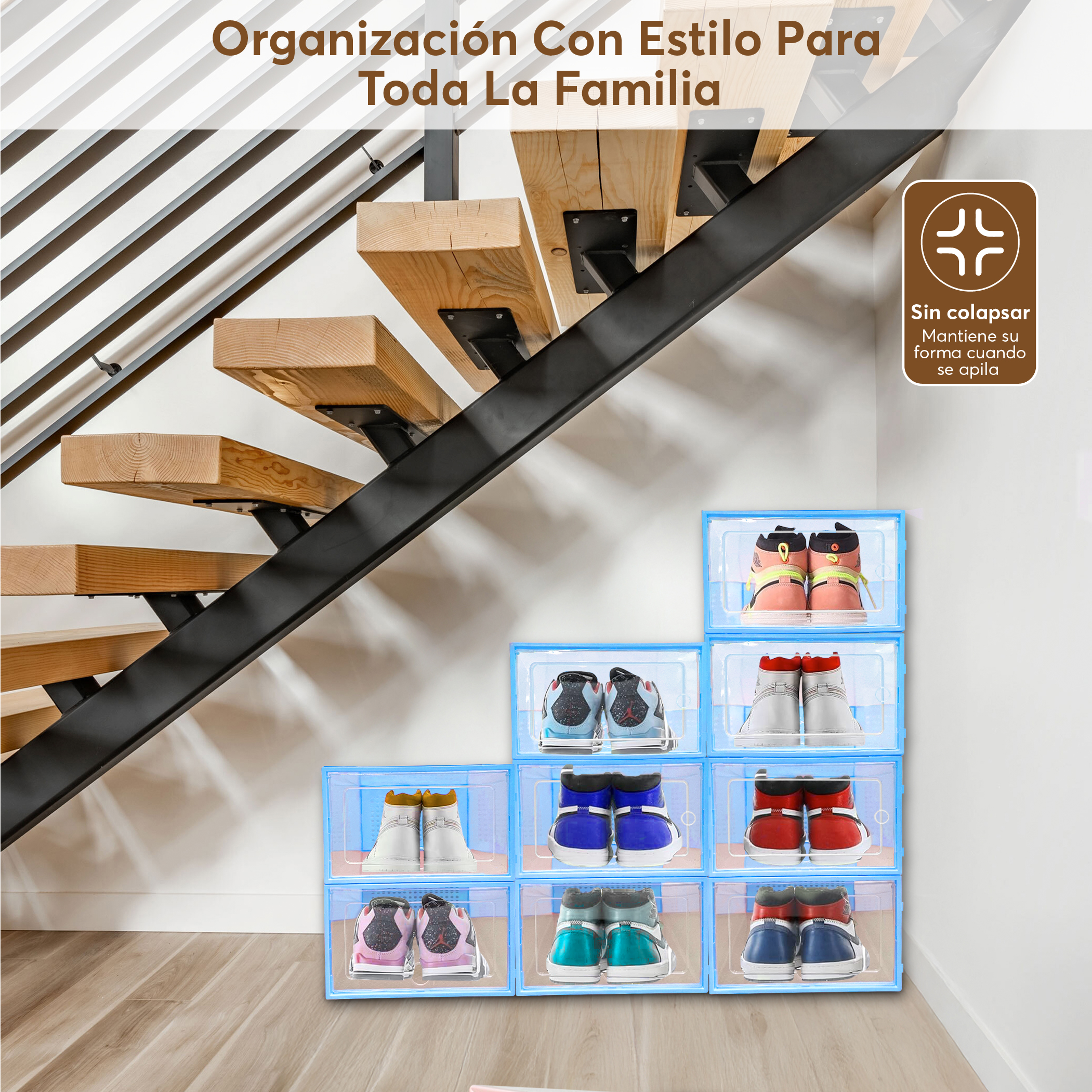 Cajas para zapatos (18 cajas apilables marco azul)