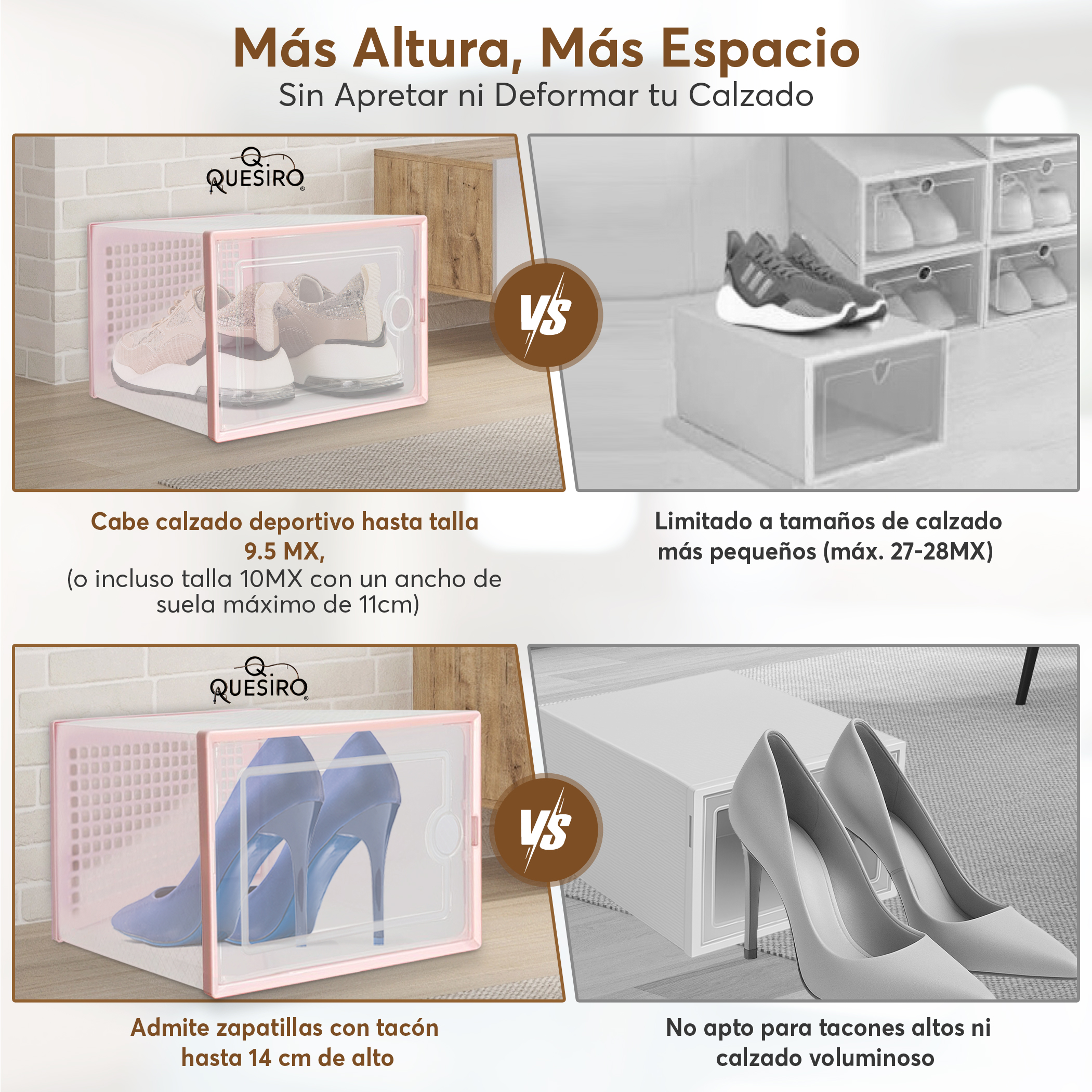 Cajas para zapatos (12 cajas apilables marco rosa)