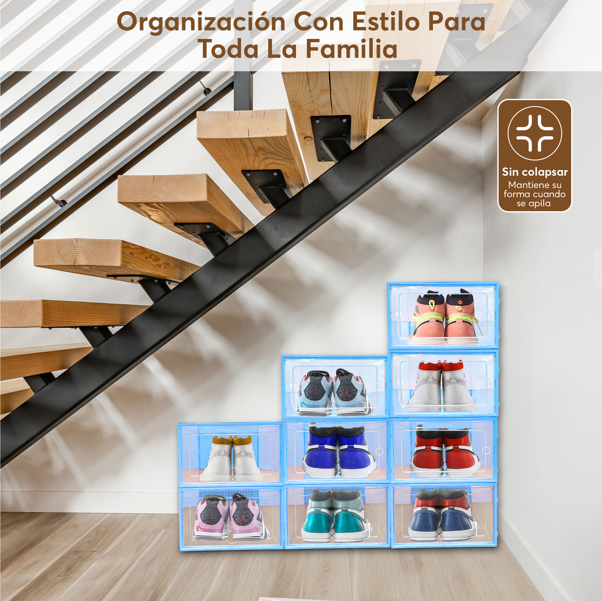 Cajas para zapatos (12 cajas apilables marco azul)
