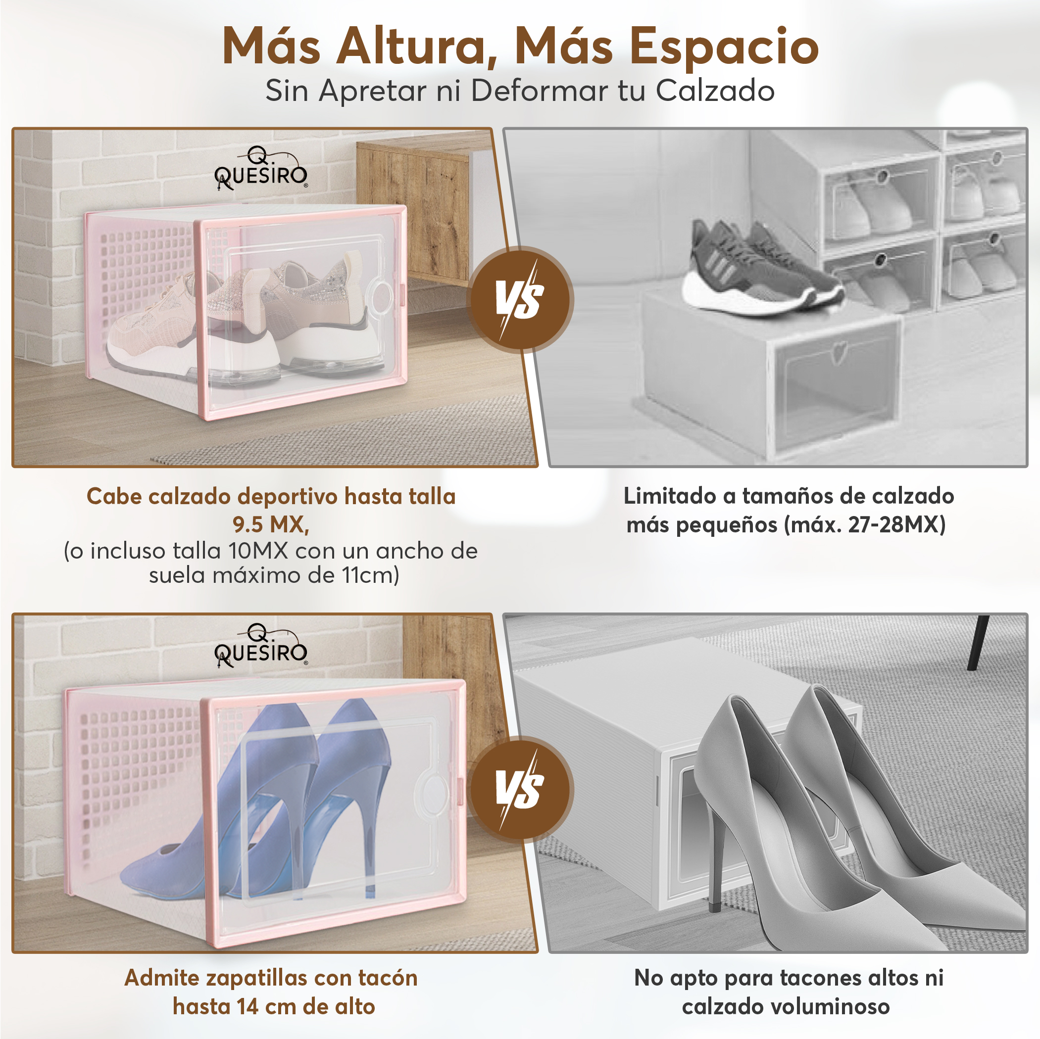 Cajas para zapatos (18 cajas apilables marco rosa)