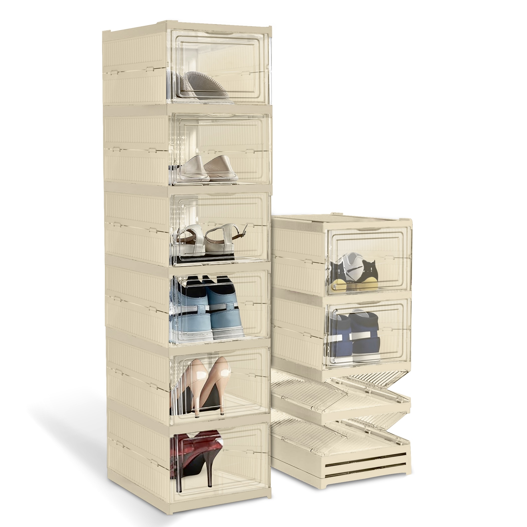 Zapatera plegable (6 cajas color Crema Elegante)