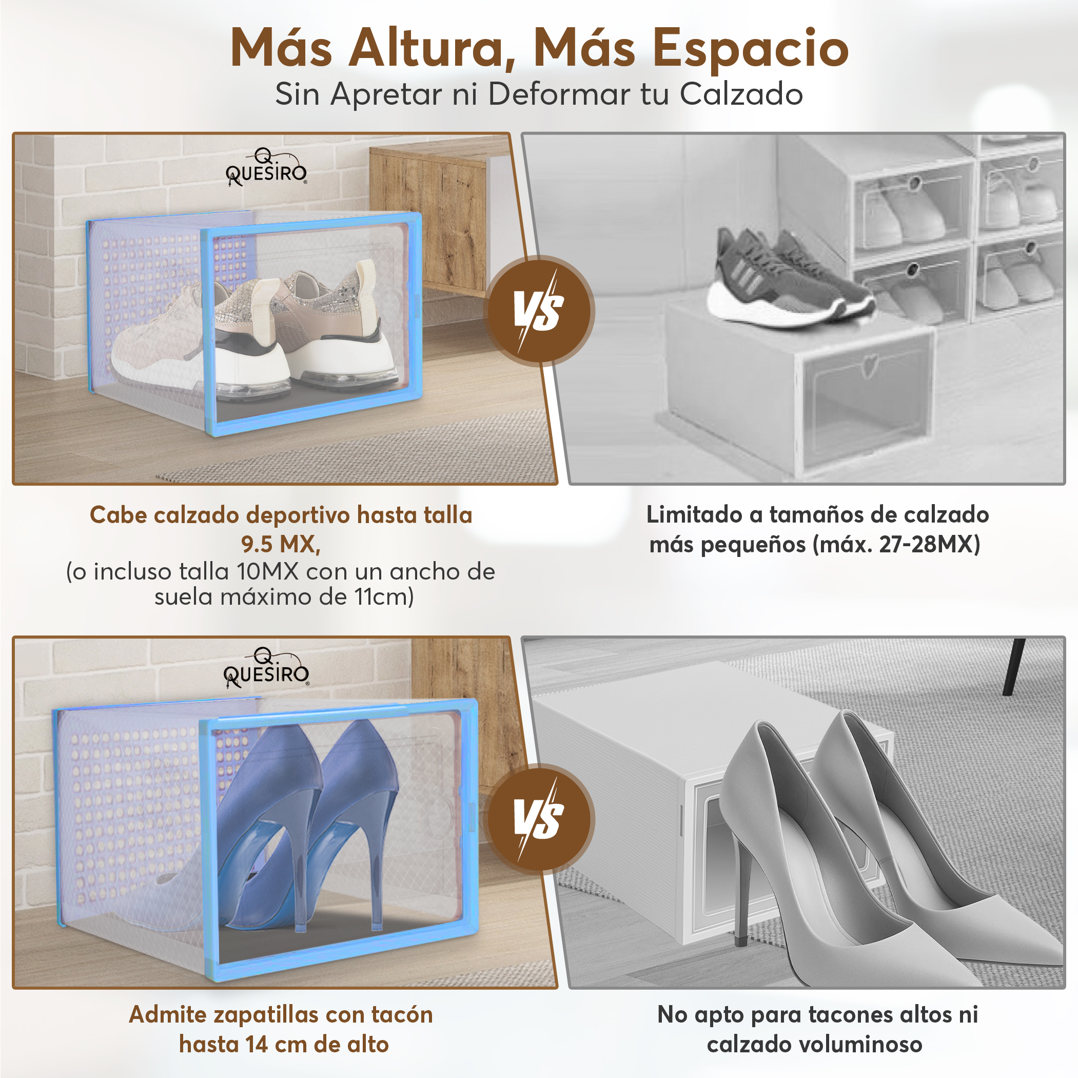 Cajas para zapatos (12 cajas apilables marco azul)