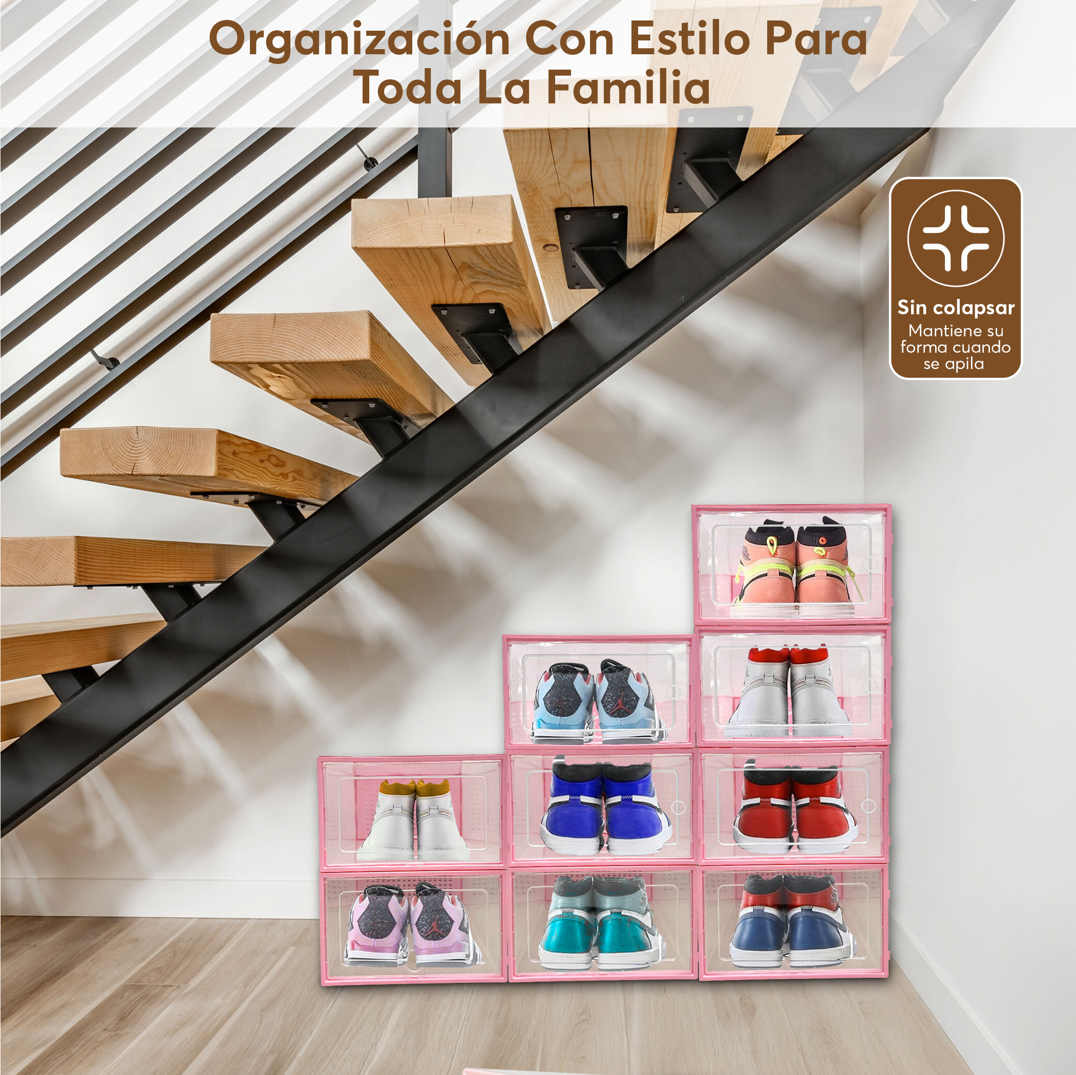 Cajas para zapatos (18 cajas apilables marco rosa)