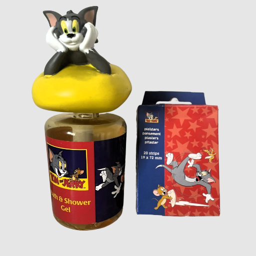 Tom & Jerry Bubble Bath & Box of Unused Plasters Collectibles Y2K