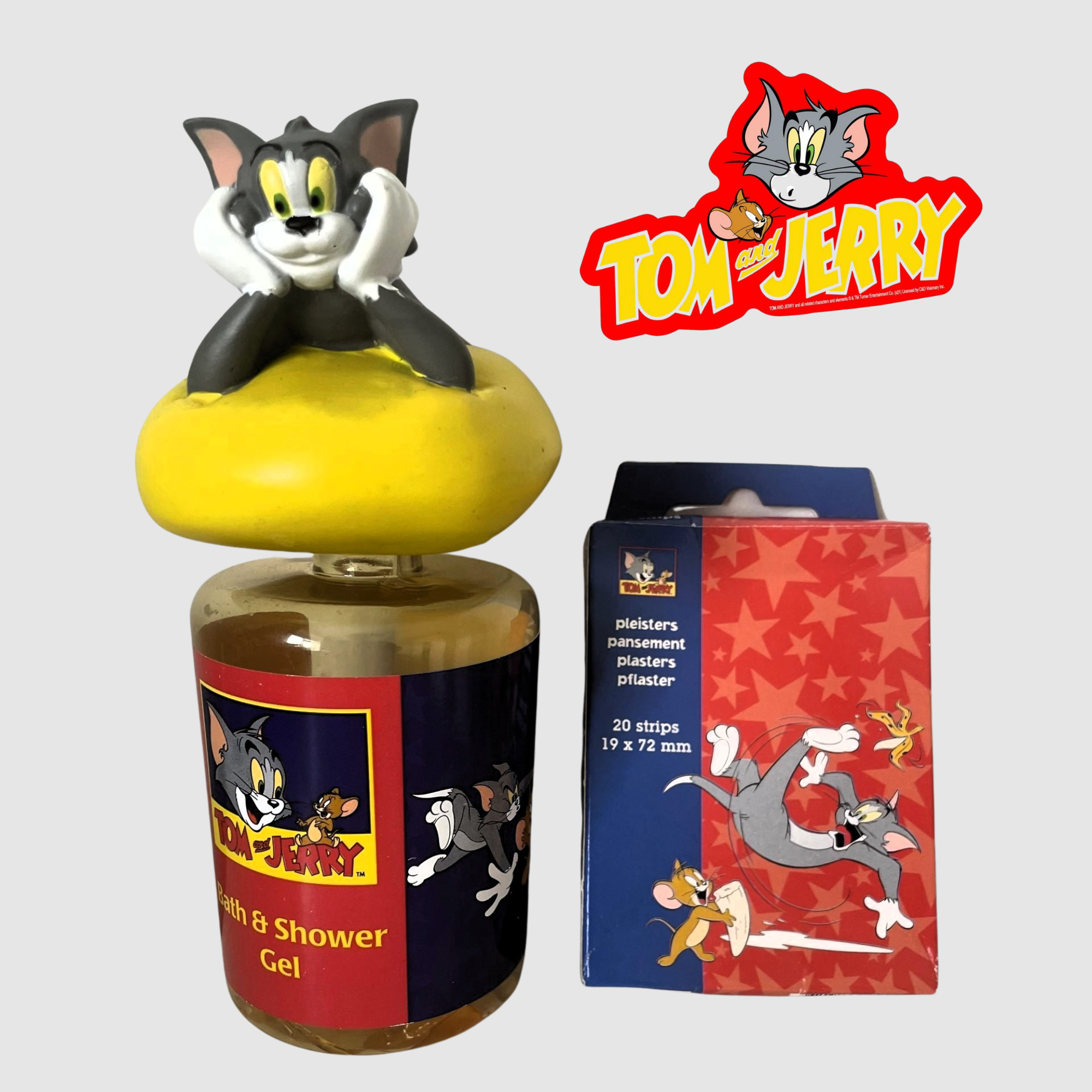 Tom & Jerry Bubble Bath & Box of Unused Plasters Collectibles Y2K