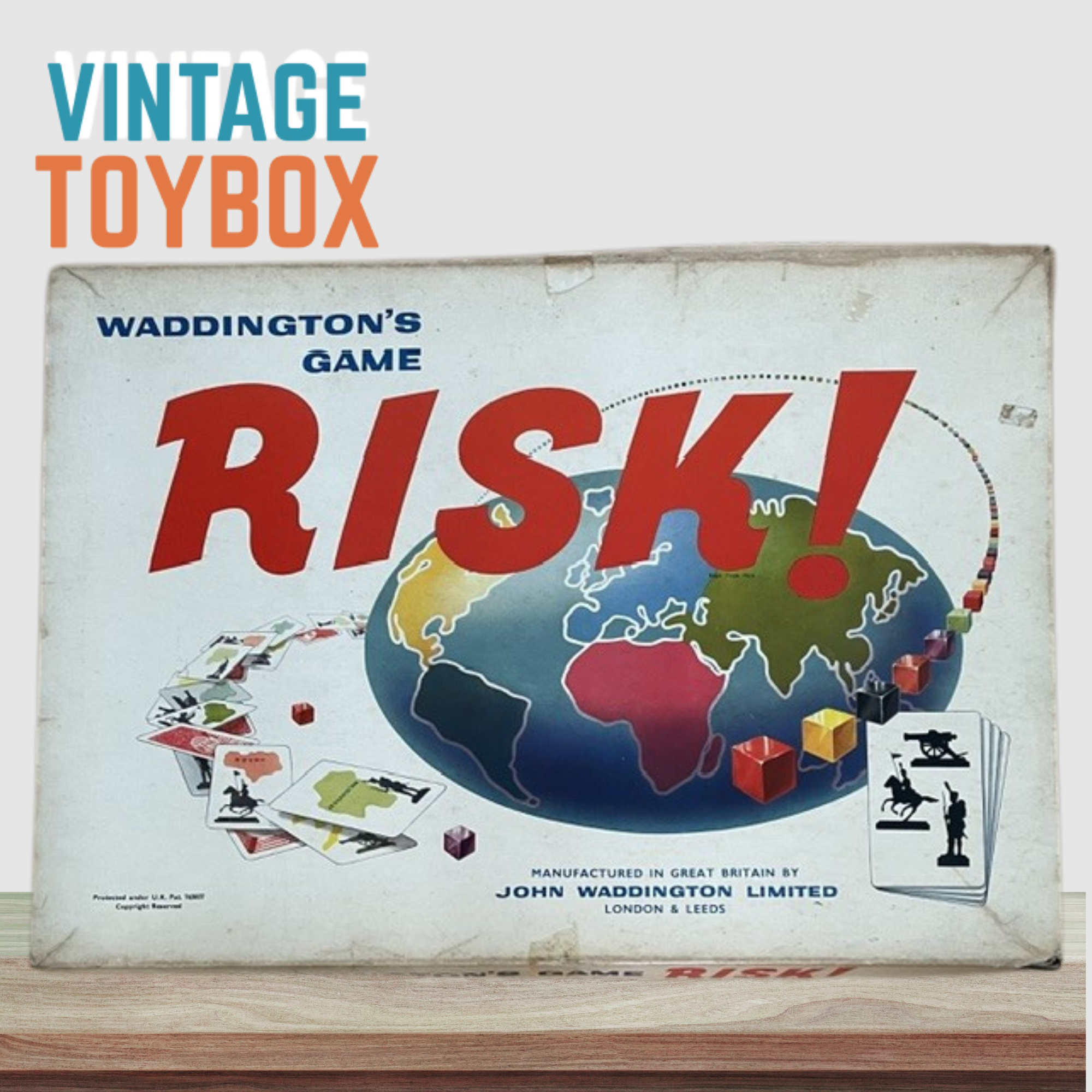 Risk Board Game Waddington's 1960s Card Board