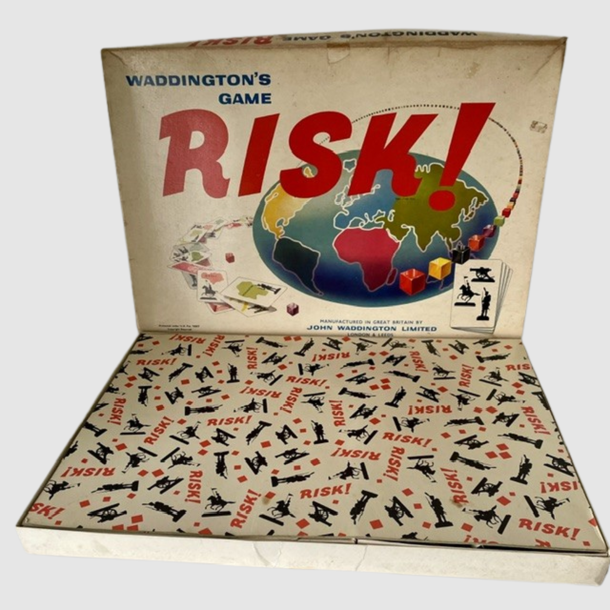 Risk Board Game Waddington's 1960s Card Board