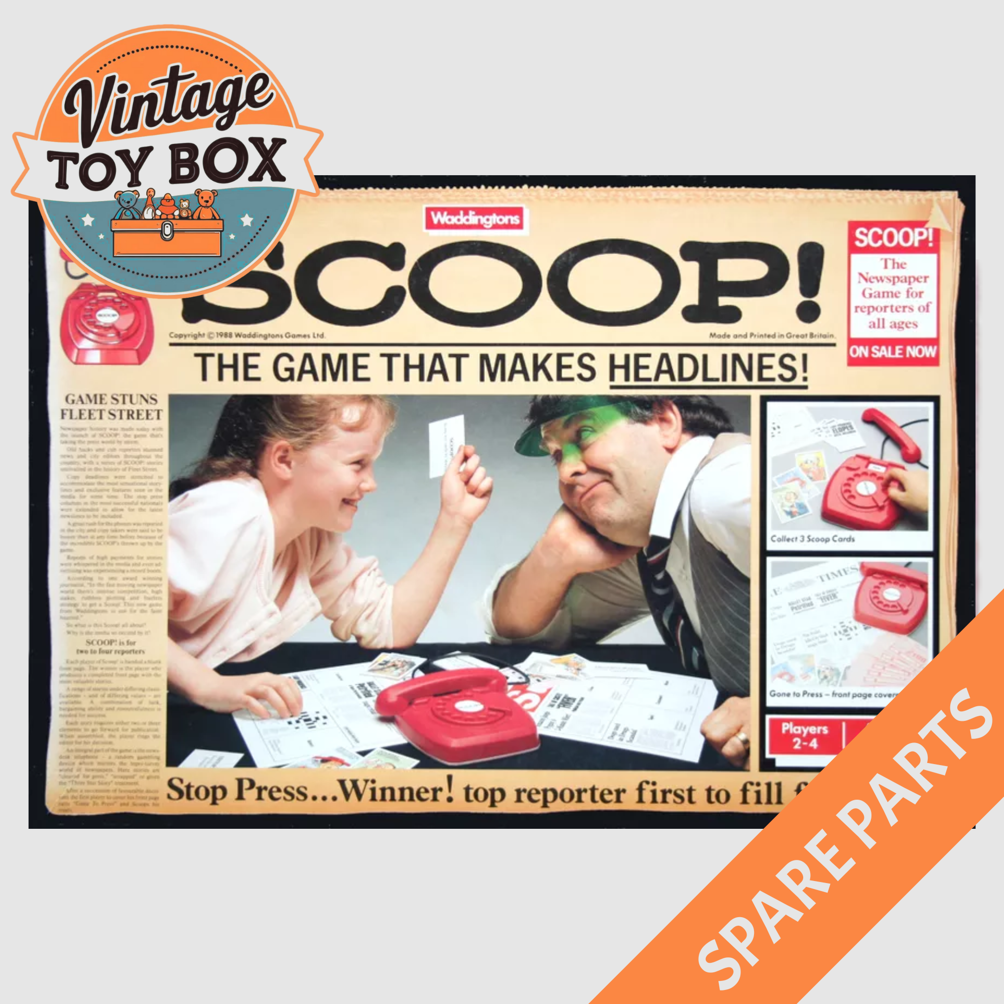 Scoop Board Game - Waddingtons 1988 Spare Parts