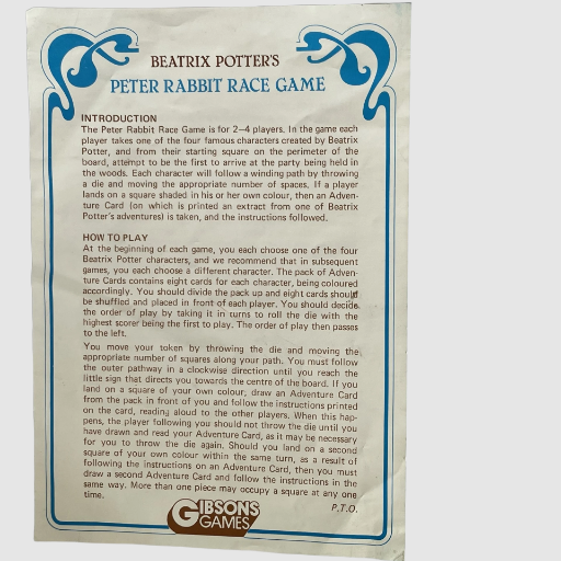Peter Rabbit Race Game - Gibson Spare Parts