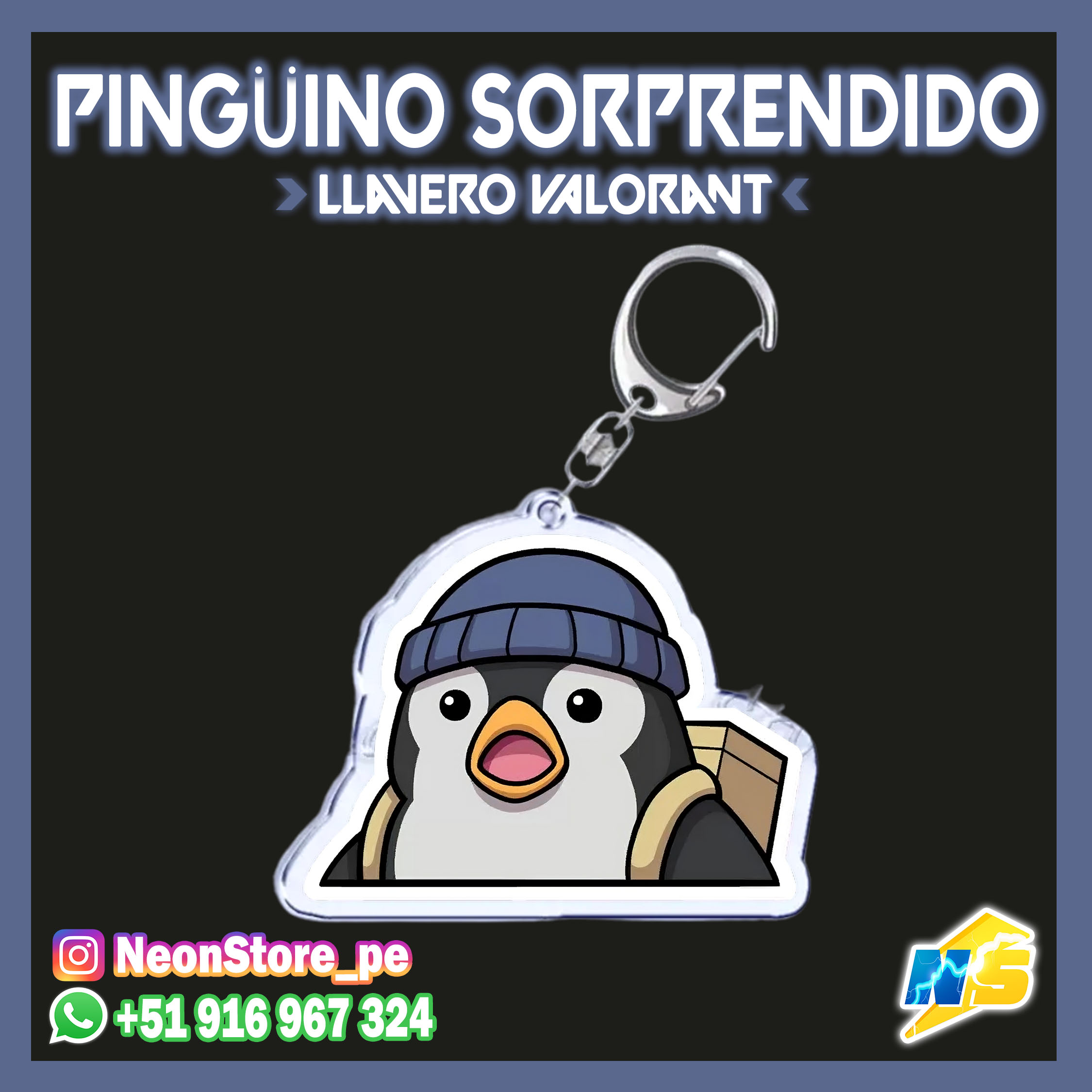 Pingüino Sorprendido Llavero - Valorant